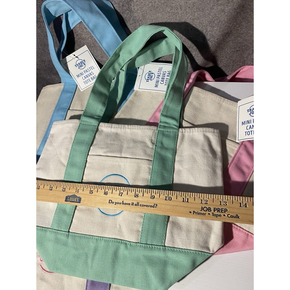 Trader Joe’s Mini Pastel Canvas Tote Bag Set of 4 NWT Limited Edition All Colors - Picture 6 of 8